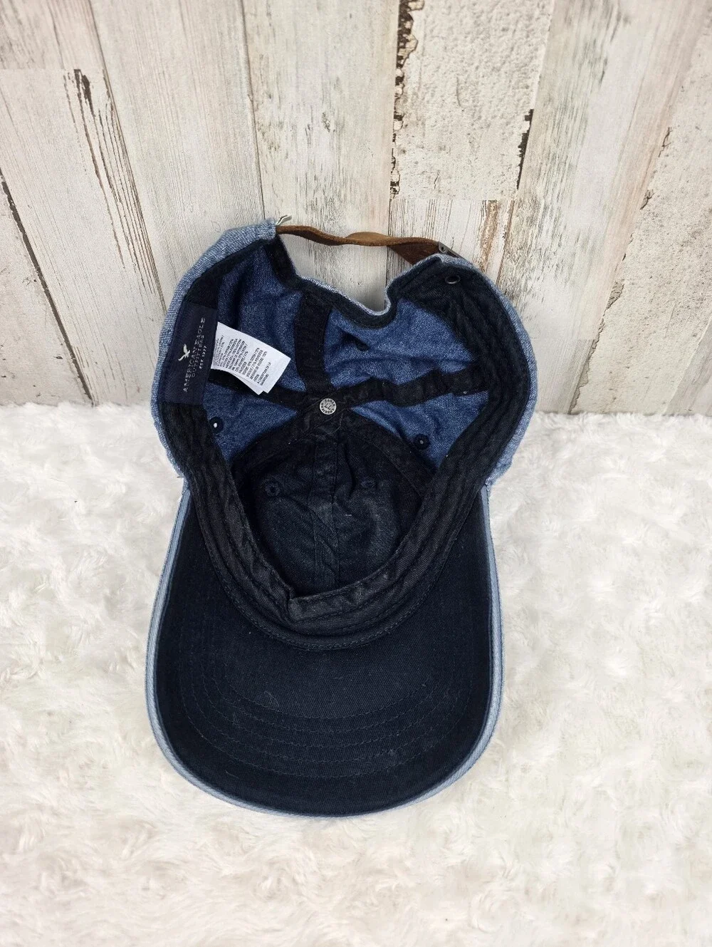 American Eagle Outfitters Blue Denim Baseball Cap with Eagle Patch